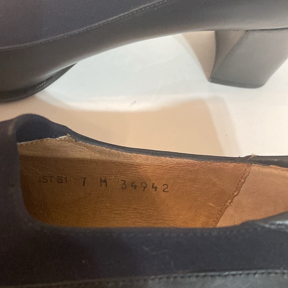 DONALD PLINER 7 M BLACK SLIP ON HEELS ELASTIC FABRIC W/ LEATHER - Picture 10 of 15